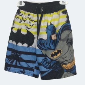🌞 Batman swimming trunks DC comics blue & yellow palm trees boy size 4